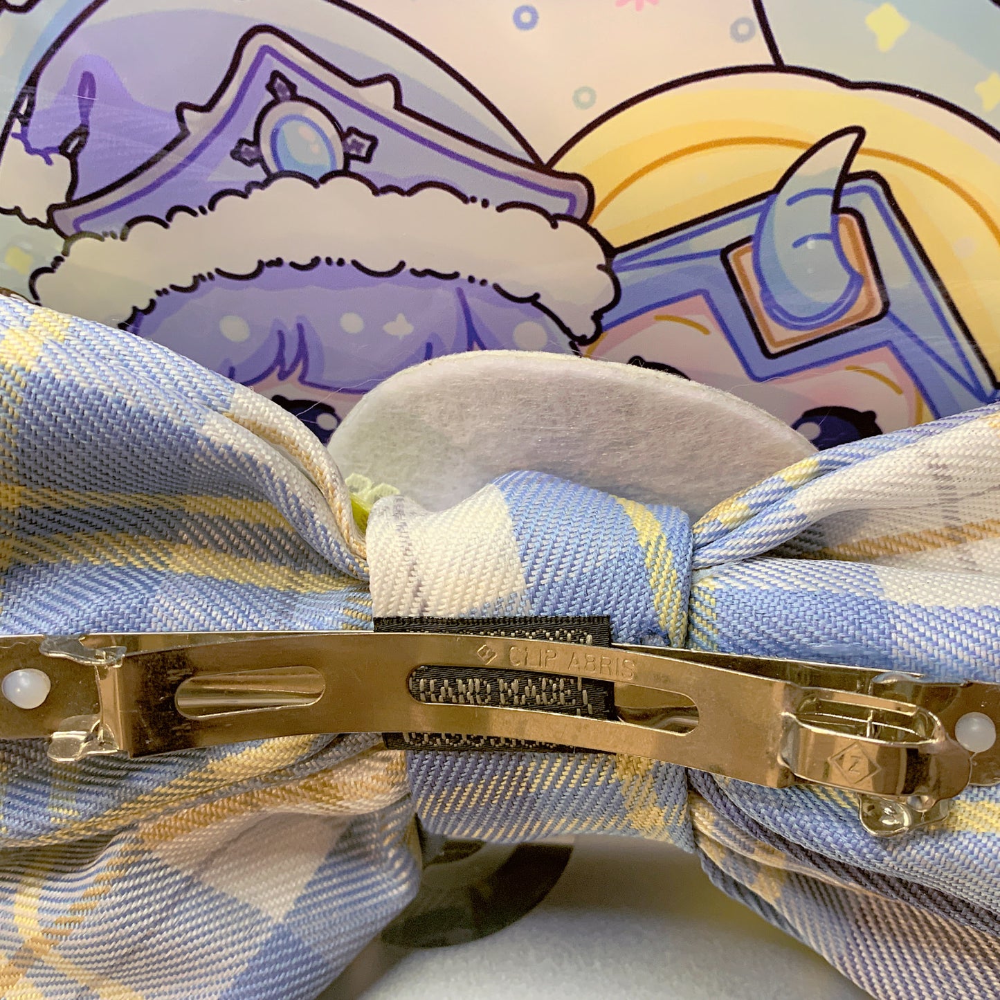 Blue Cheese & Lemon Chocolate - Handmade Doraemon Plaid Bow Hair Clip